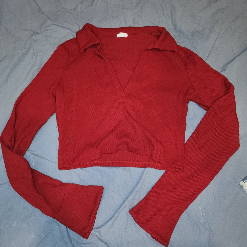 Garage Cropped Red Long Sleeve